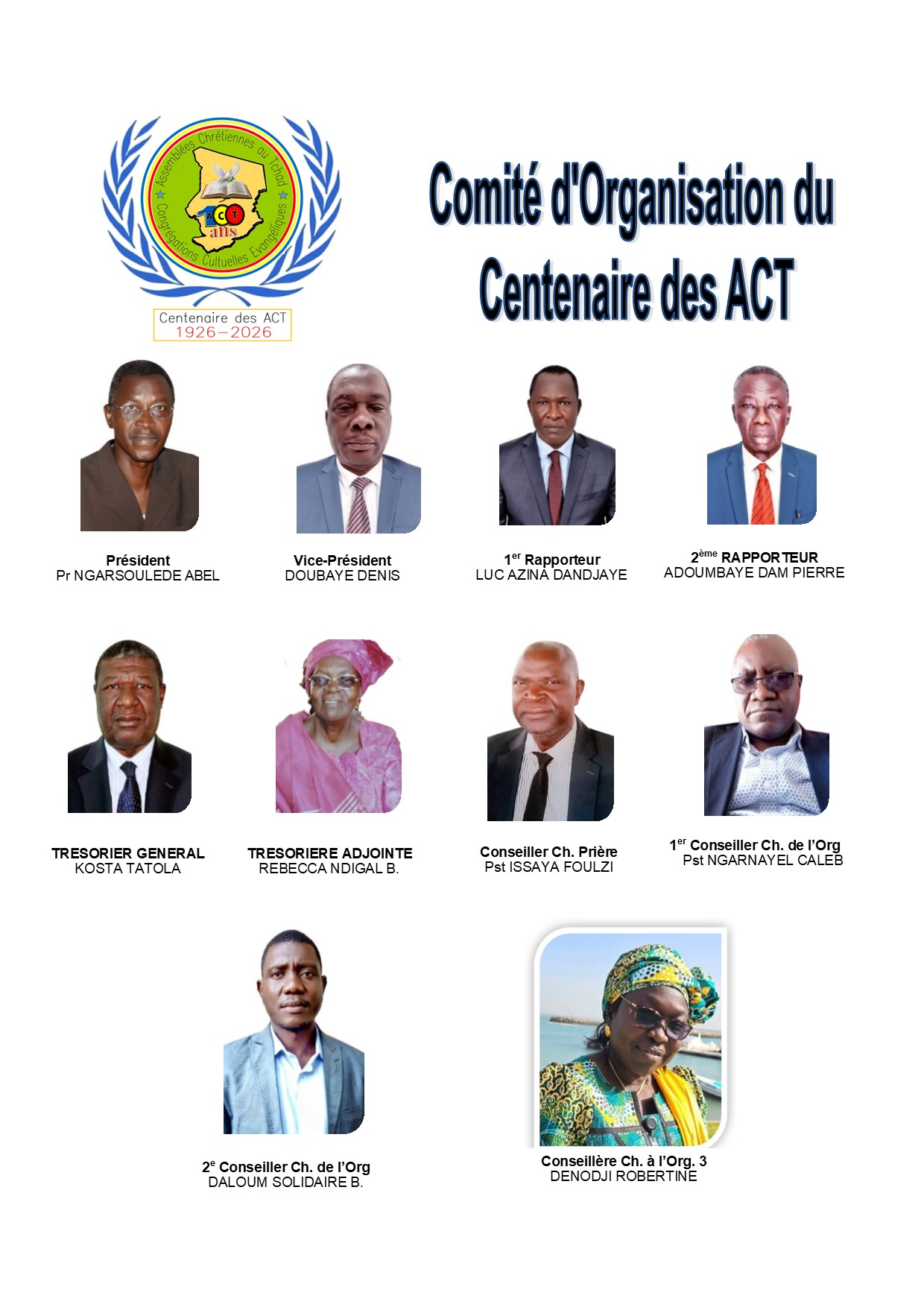 Album photo des membres du Comité d’Organisation du Centenaire des ACT